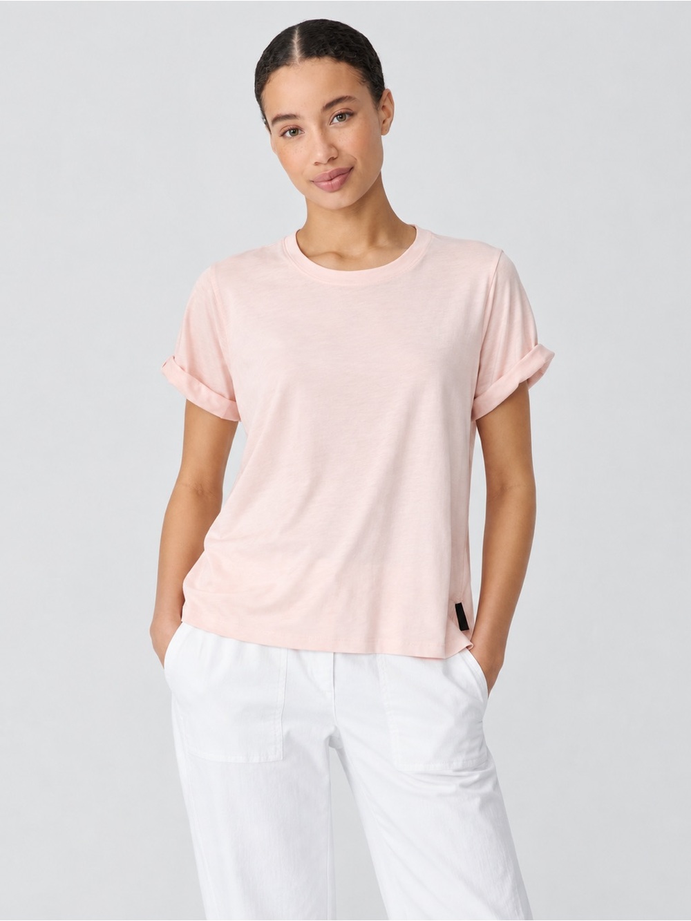 Henriette Steffensen Copenhagen Blush Pink Viscose Stretch Tee Short Sleeve 197